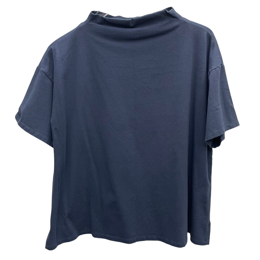 Eileen Fisher Blue Mock Neck Pullover Top Size Medium